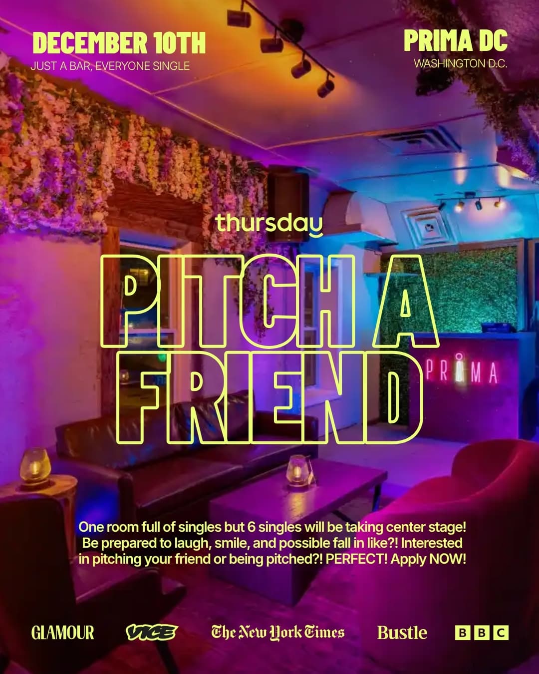 Thursday | Pitch Your Friend Night at Prima (25+)