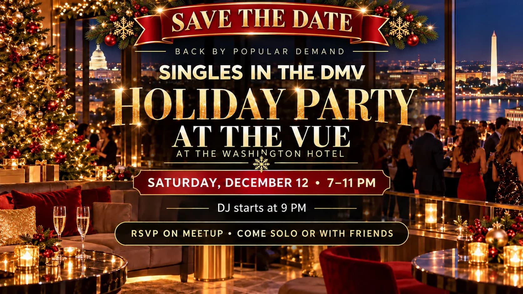 Singles in the DMV Holiday Mingle at The VUE Rooftop